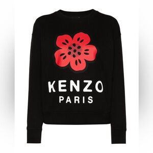 Kenzo Black Sweater with Bold Red Flower